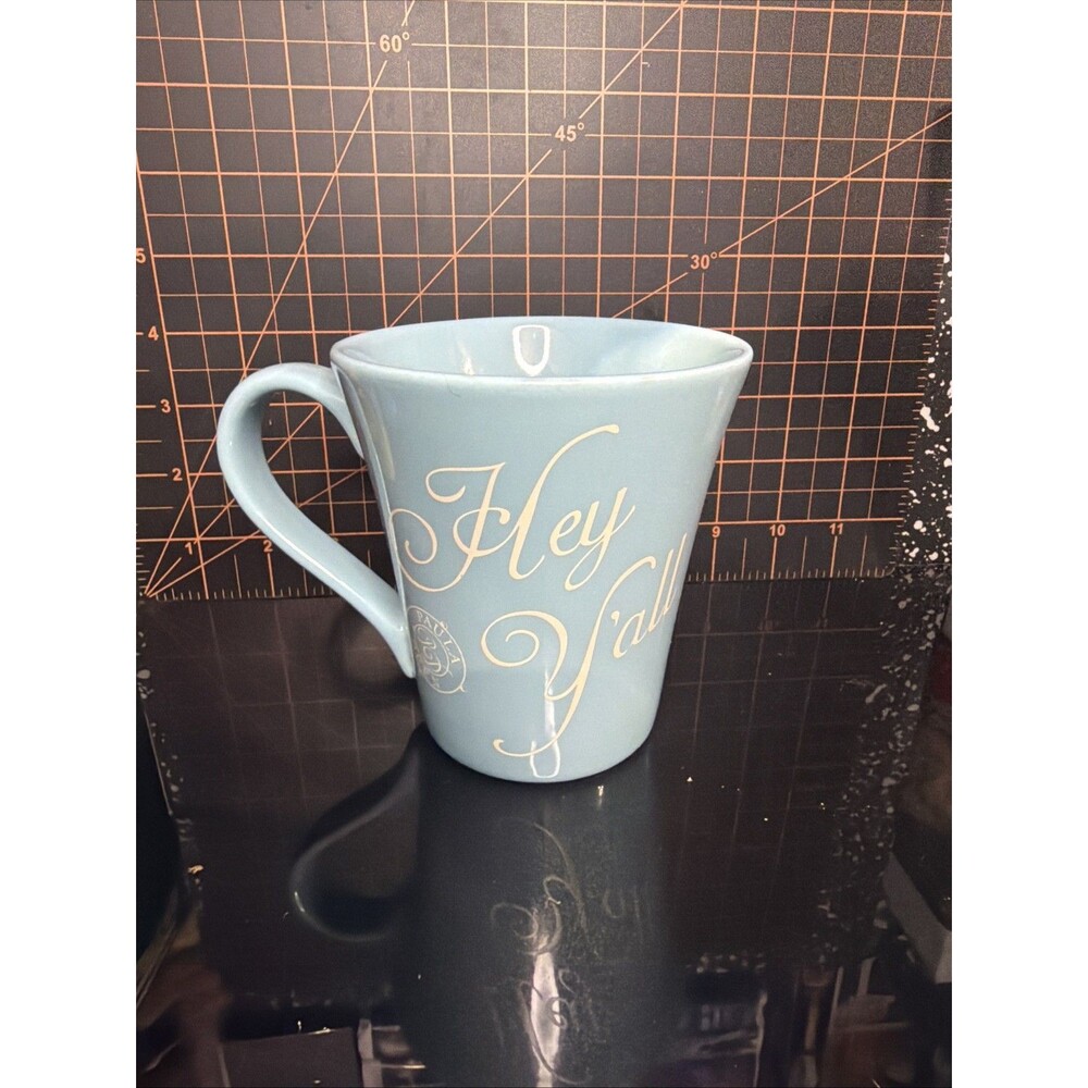 Paula Deen Stone Collection Hey Y’all Blue Ceramic Coffee Mug Southern